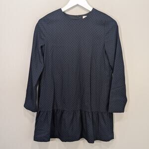 Brooks Brothers Fleece Kids Long Sleeve Mini Dress Navy Swiss Dot - Size 16